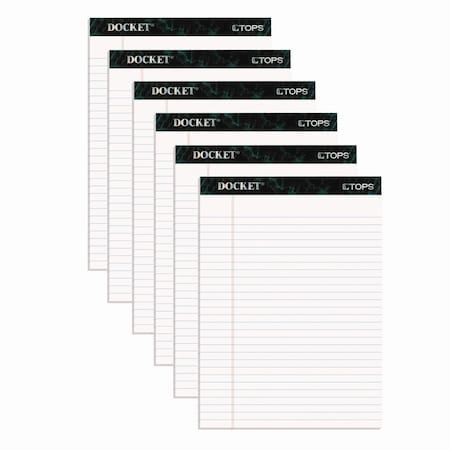 Tops 8.5 x 11.75" White Docket Pad, 50 Pg, Pk6 63416